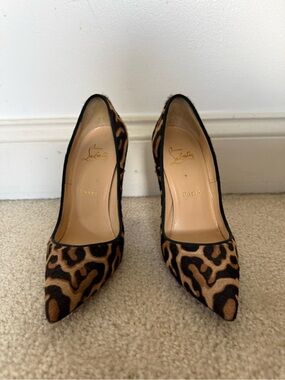 Christian Louboutin So Kate Leopard Calf Hair Pointed Toe Pumps - Brown/Black